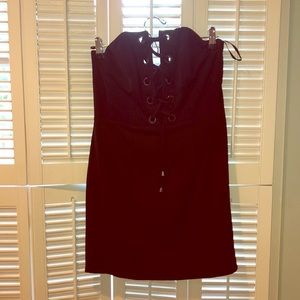 NBD lace up black dress